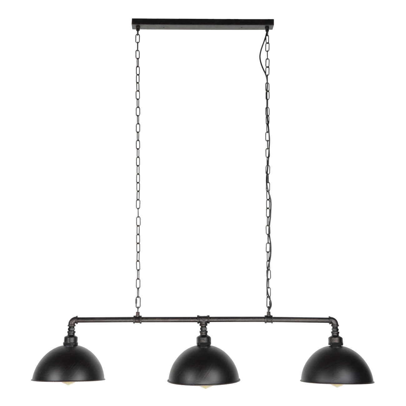 Hängeleuchte Frohre, 3-flammig - Metall Schwarz, Rohrdesign, inkl. LED