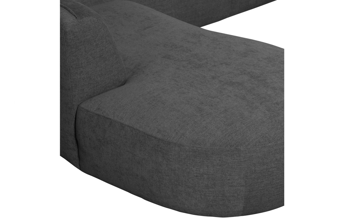 Sofa Polly U-Form aus Webstoff Links, Grau