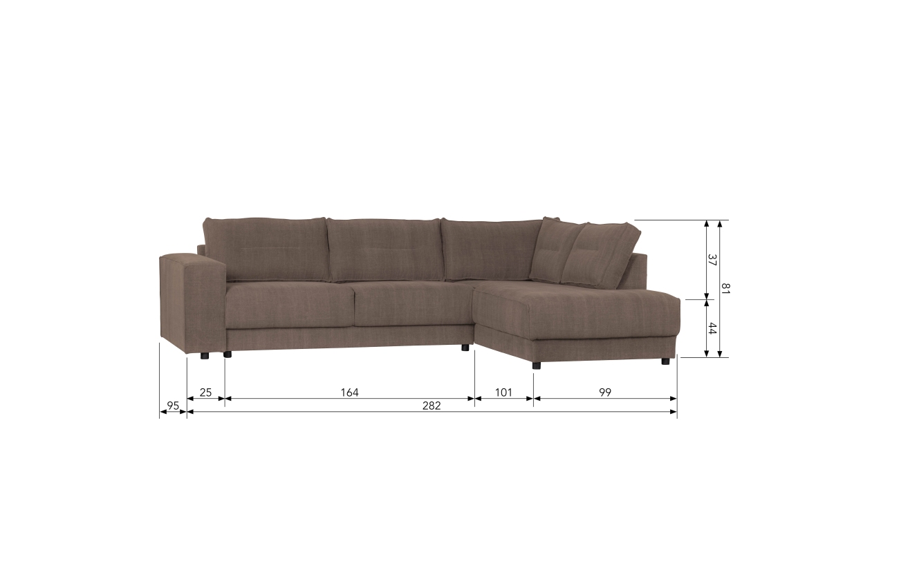 Ecksofa Randy aus Leinenstoff Rechts, Braun