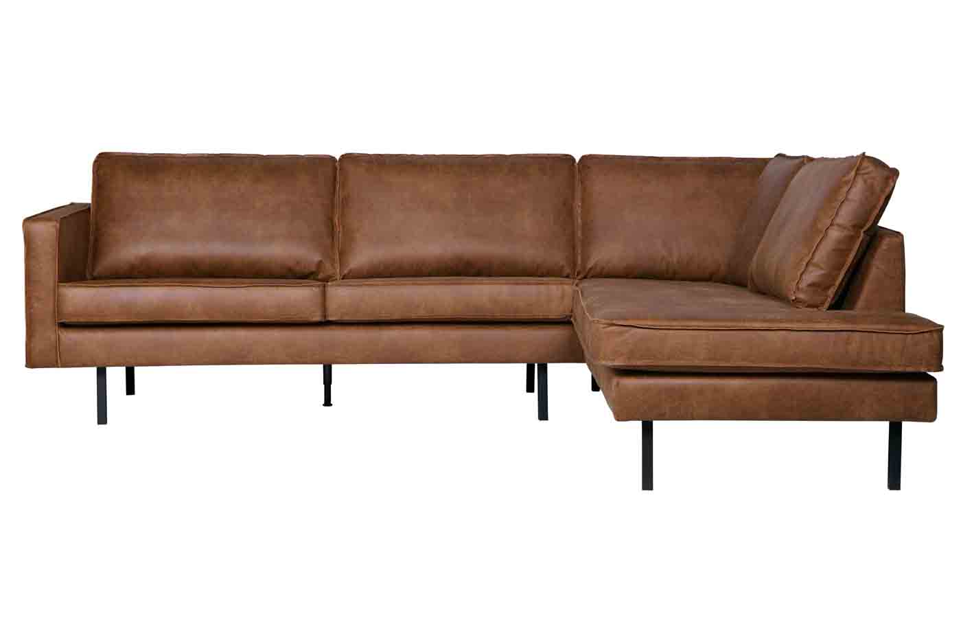 Rodeo Ecksofa Lederoptik, rechts Cognac