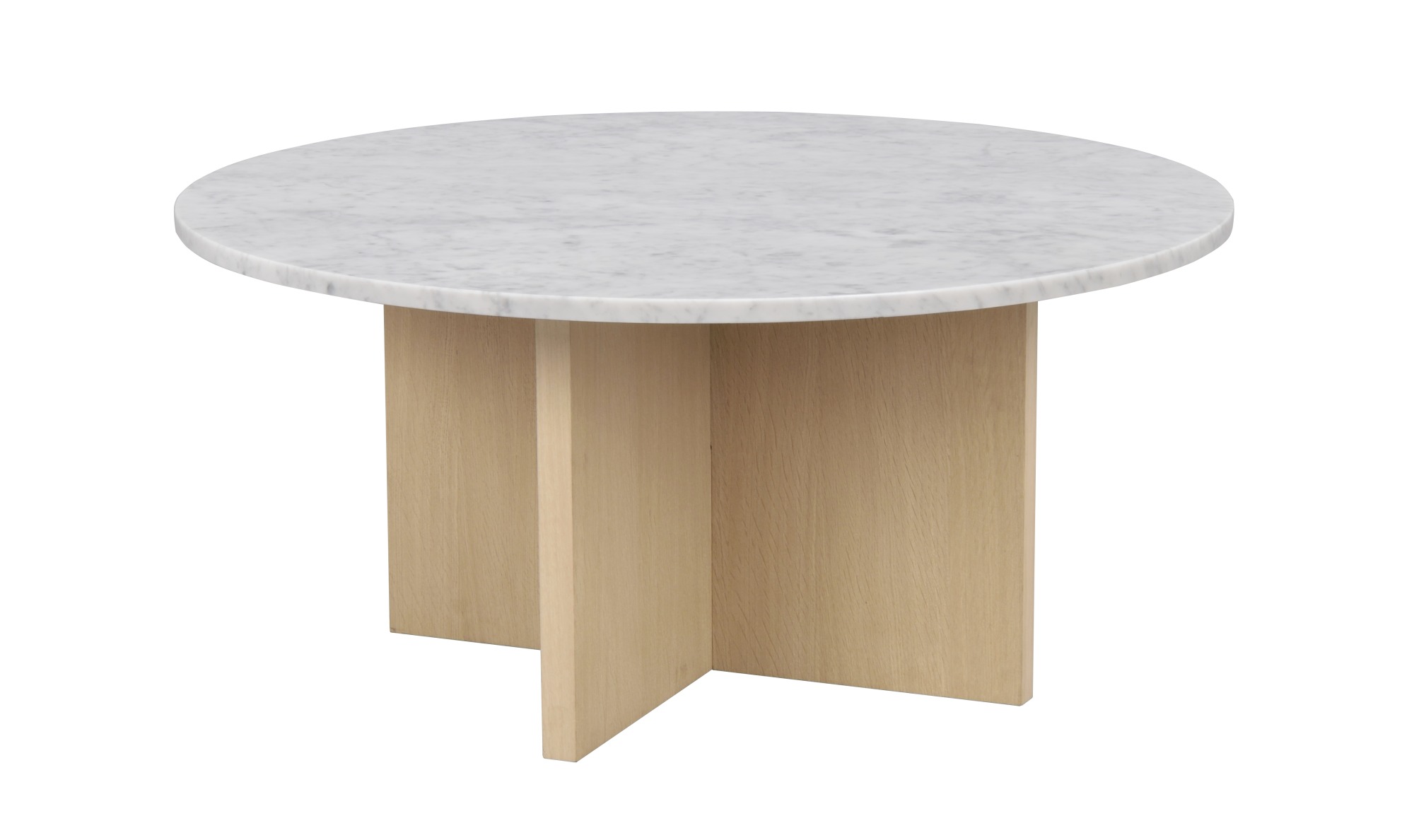 Couchtisch Brooksville, Marmor Rund 90cm, Weiß / Weiß