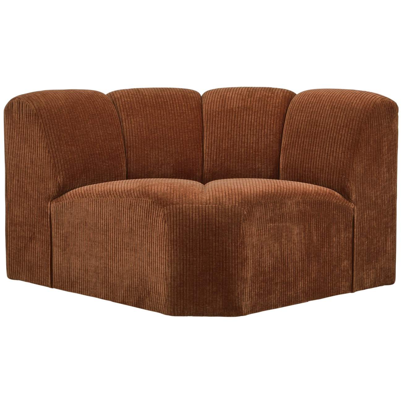 Modulsofa Mojo Flachcord Eck-Element, Rostbraun