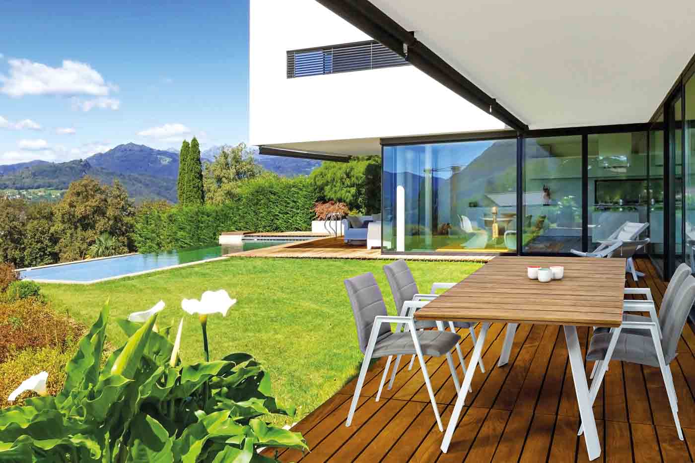 Gartenstuhl Axor aus Aluminium und Sunbrella Bezug