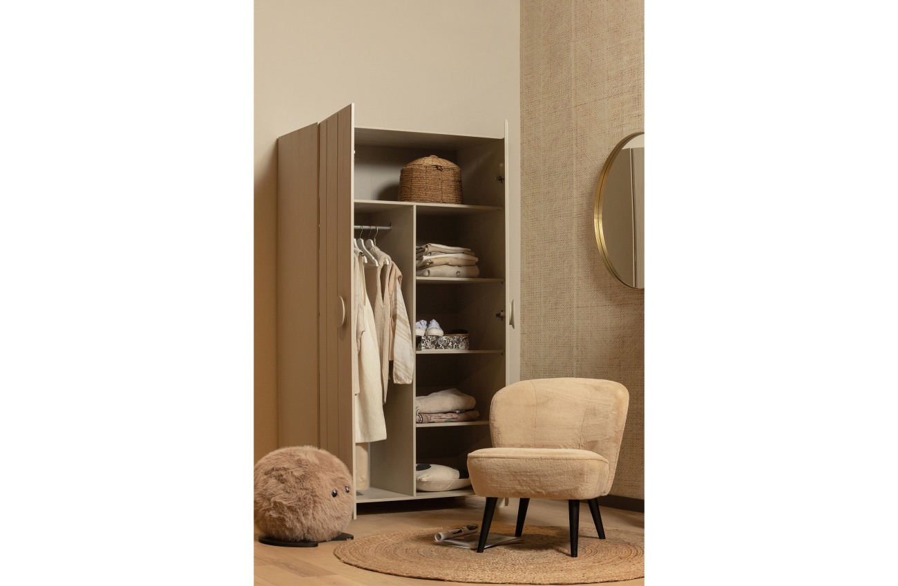 Kleiderschrank Noah aus Kiefernholz, Beige