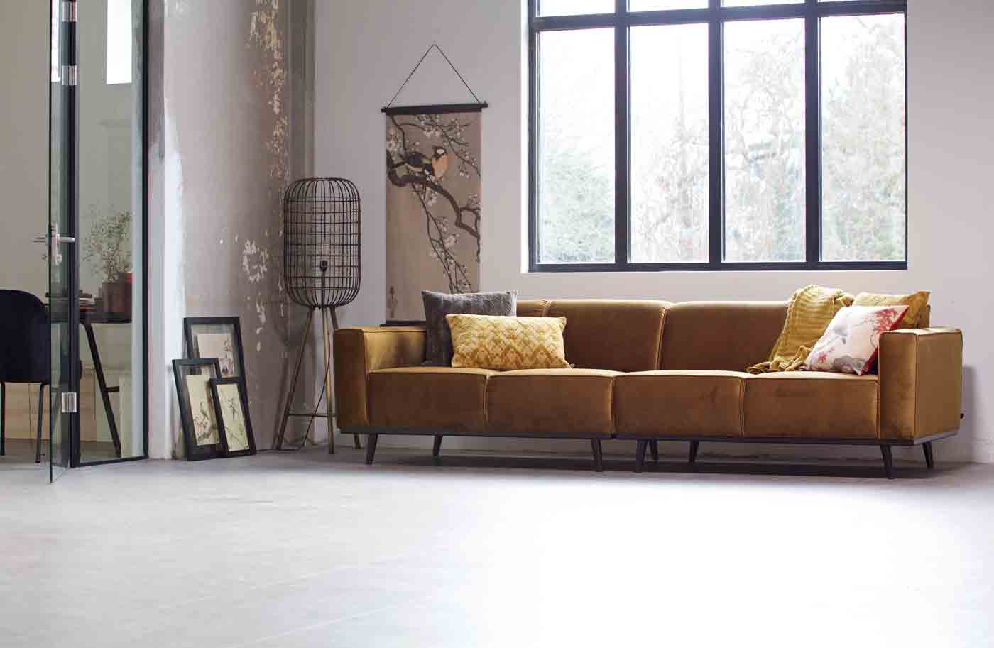 Bigsofa Statement Samt, 280cm Honig Gelb