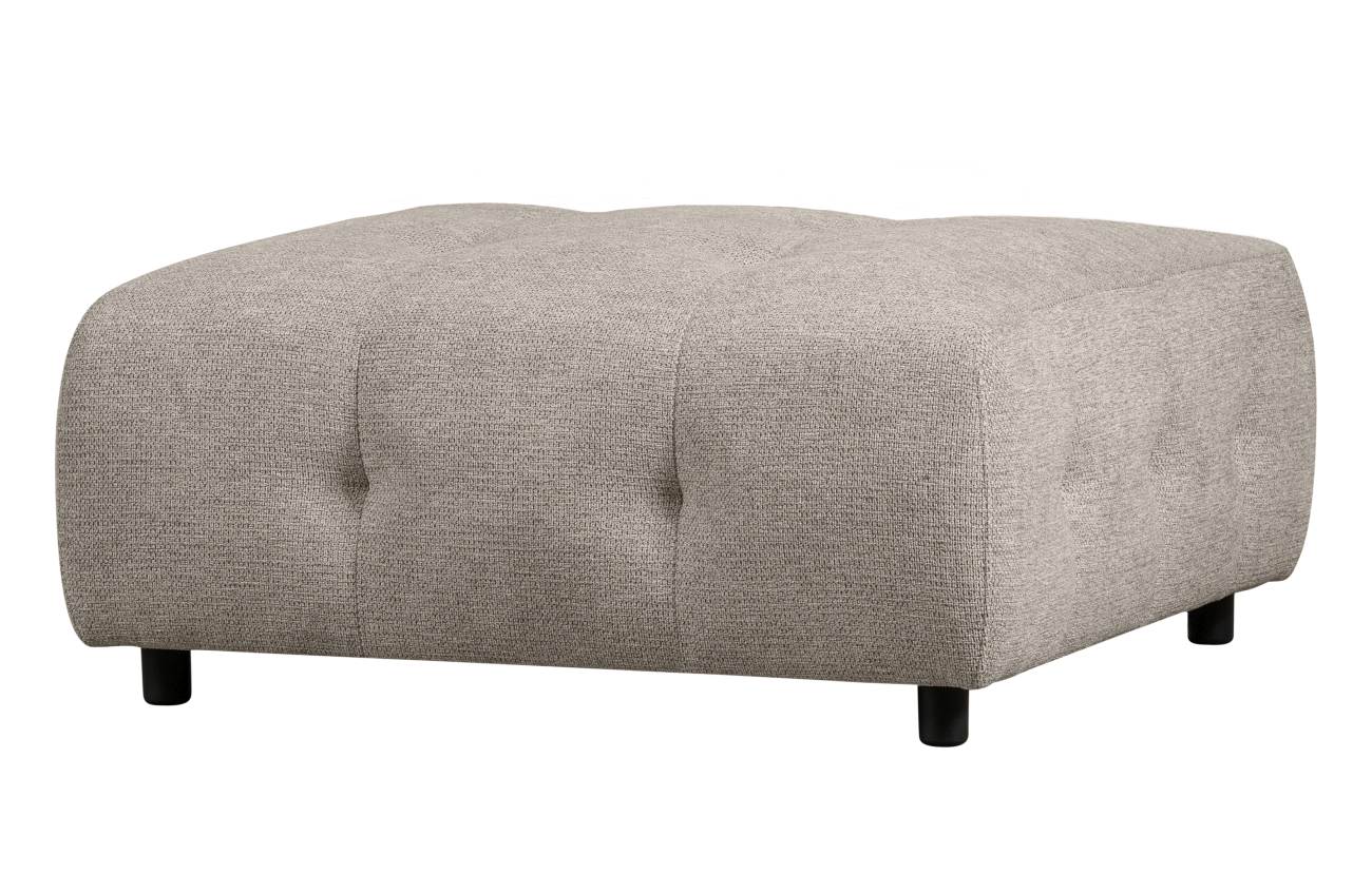 Hocker Louis aus Chenille, Hellgrau