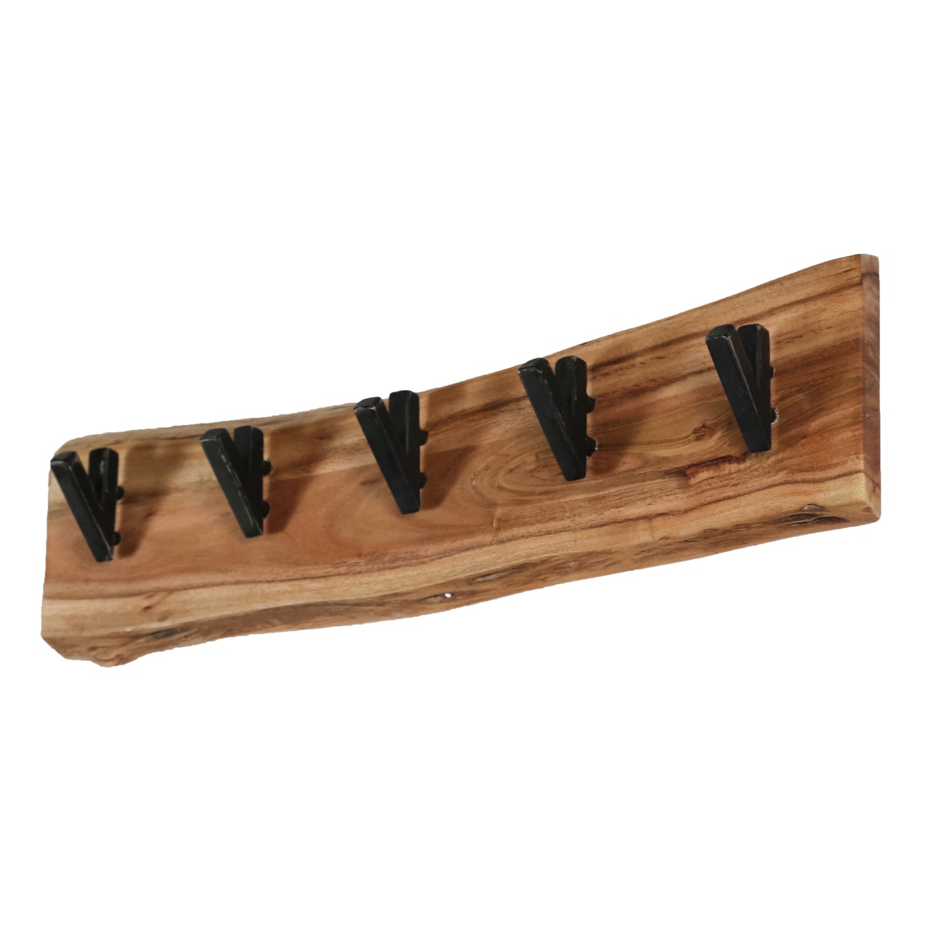 Garderobe Bord - Akazienholz massiv Natur, 5 Haken