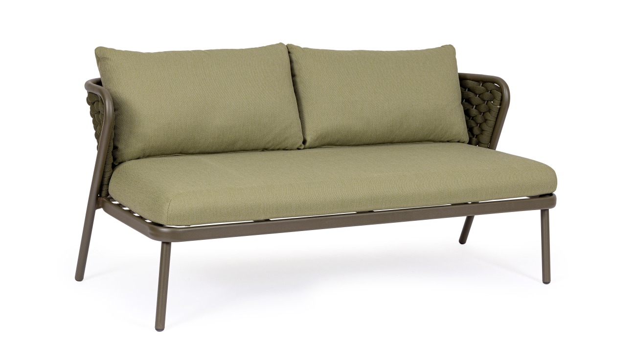 Gartensofa Harlow aus Aluminium, Olive