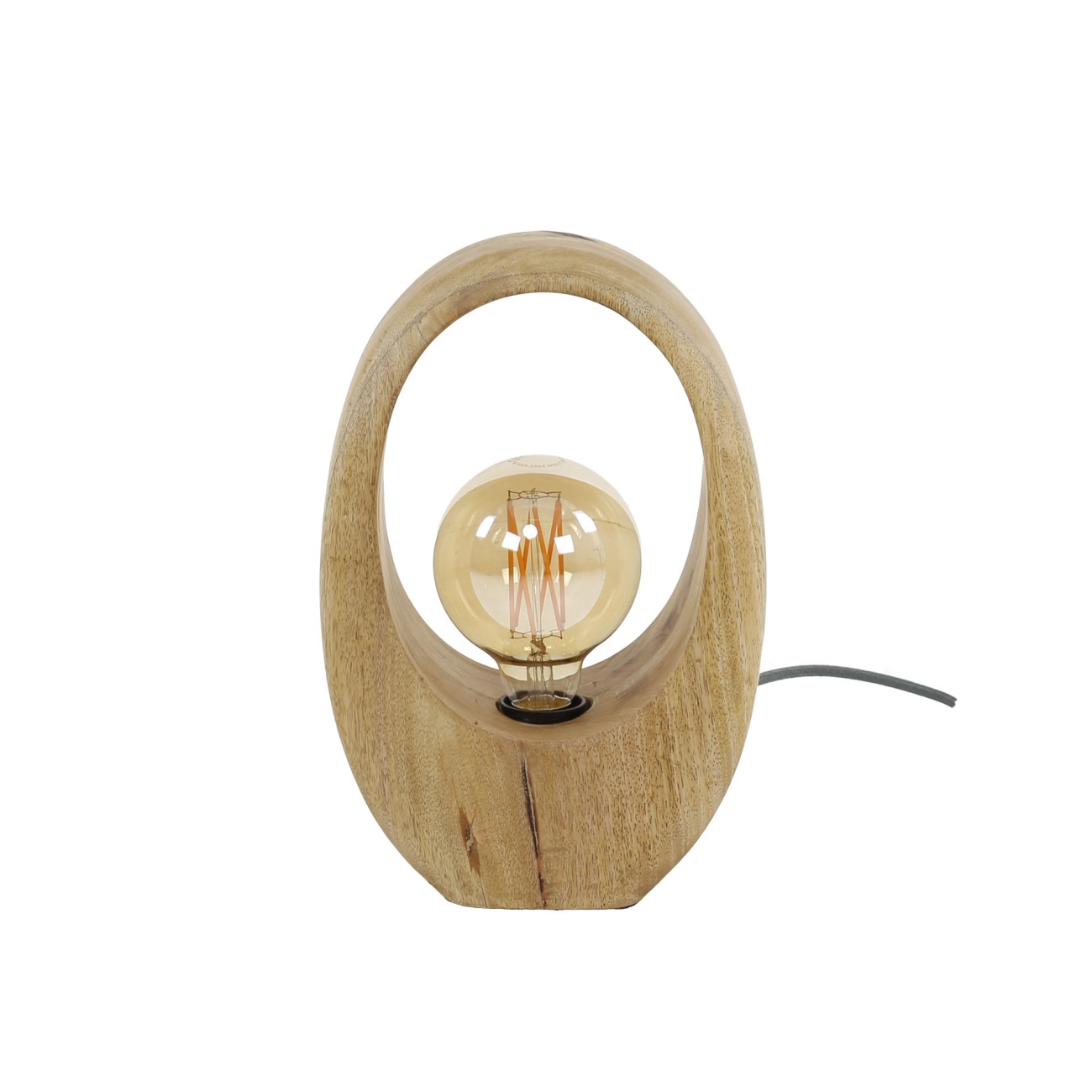 Tischleuchte Arolvora - Mangoholz Natur, Bogendesign, inkl. LED, S