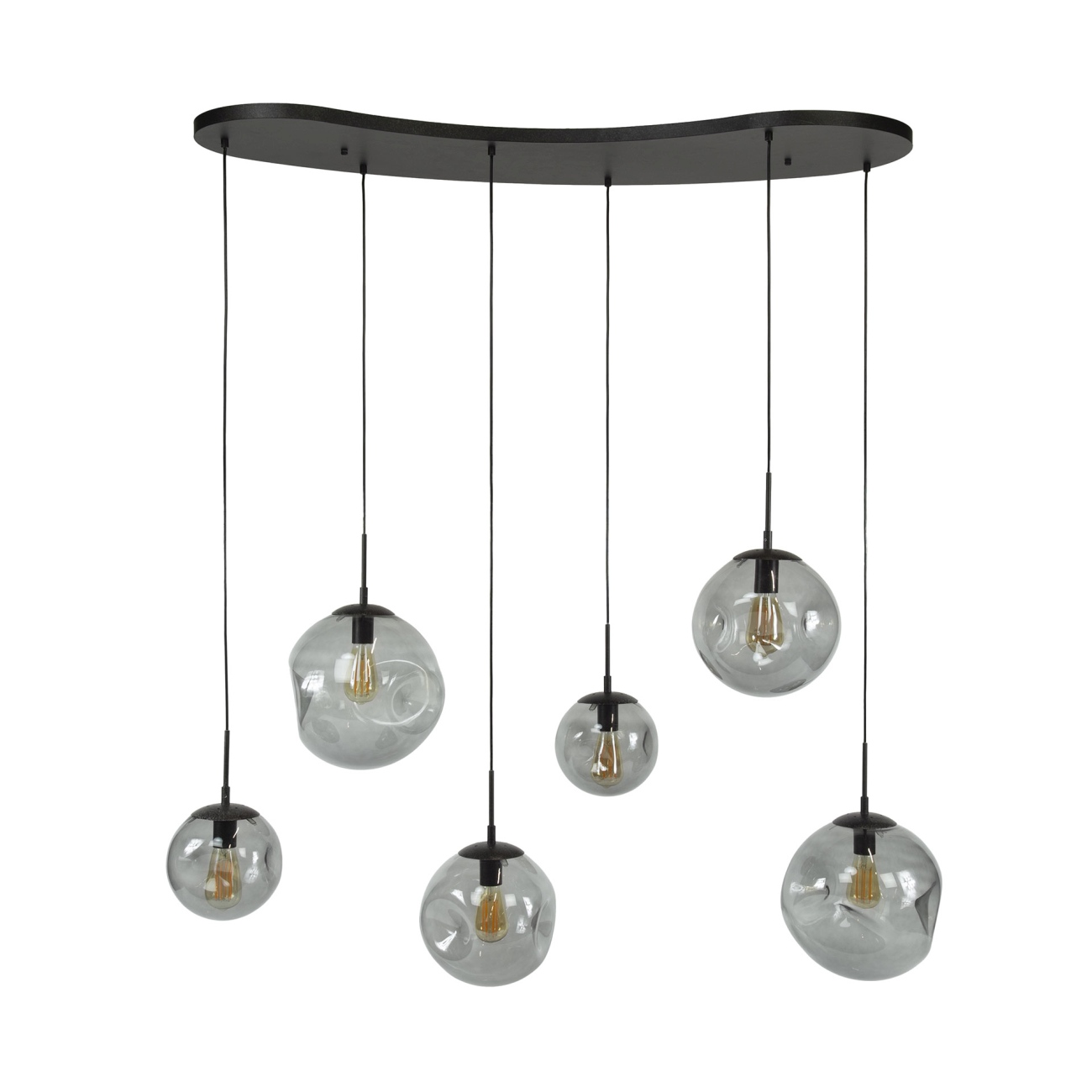 Hängeleuchte Atomoira, 6-flammig - Rauchglas, organisch, inkl. LED Hängeleuchte Atomoira, 6-flammig - Rauchglas, organisch, inkl. LED