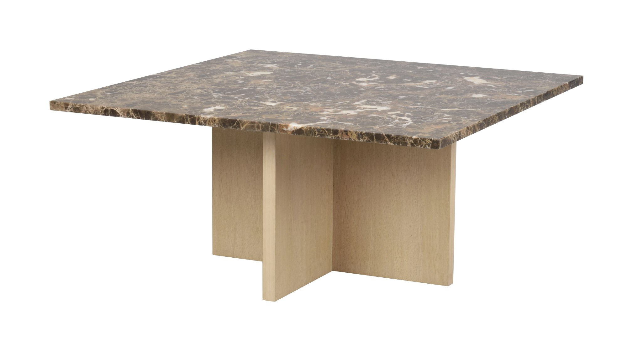 Couchtisch Brooksville, Marmor Eckig 90x90cm, Braun / Weiß