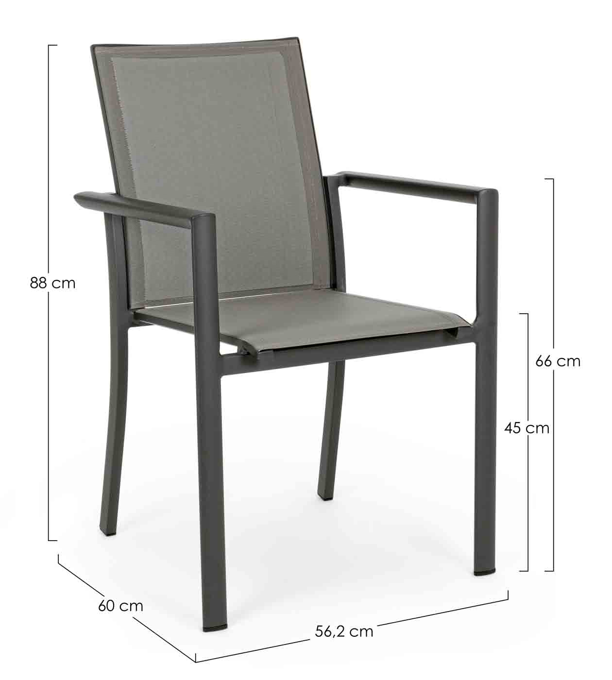 Gartenstuhl Konnor stapelbar mit Armlehne, Anthrazit