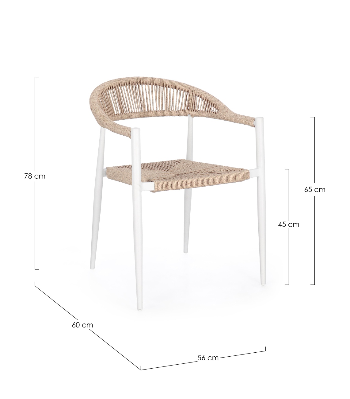 Gartenstuhl Jandia aus Aluminium, Weiß / Beige