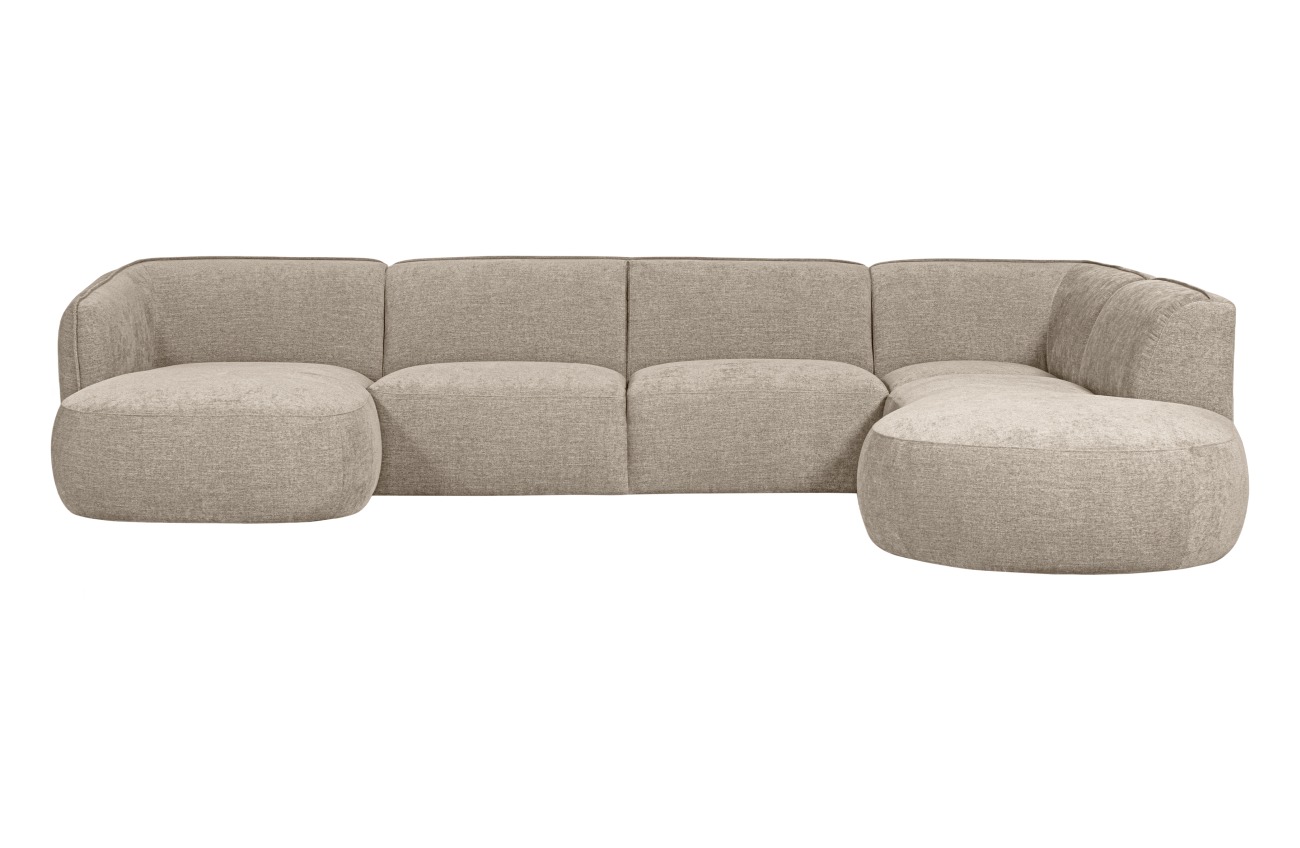 Sofa Polly U-Form aus Webstoff Rechts, Sand