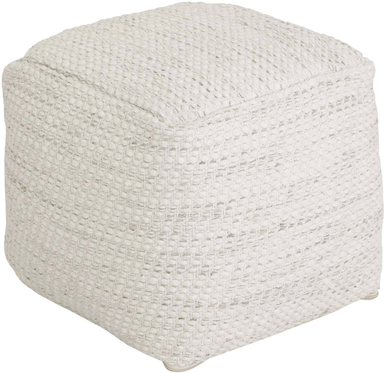 Pouf Asuri aus Stoff, Ivory