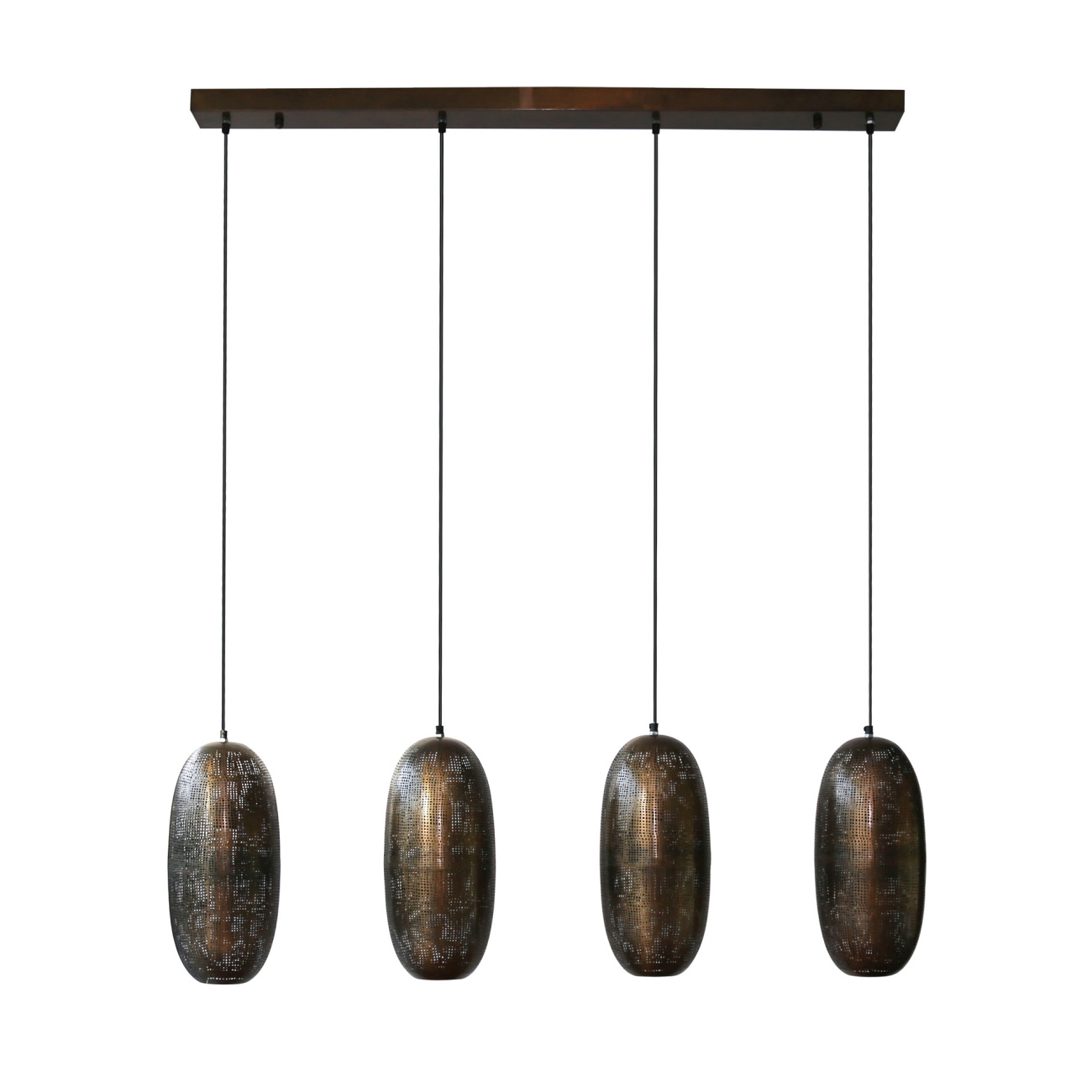Hängeleuchte Fojara, 4-flammig - Metall in Antike Bronze, inkl. LED