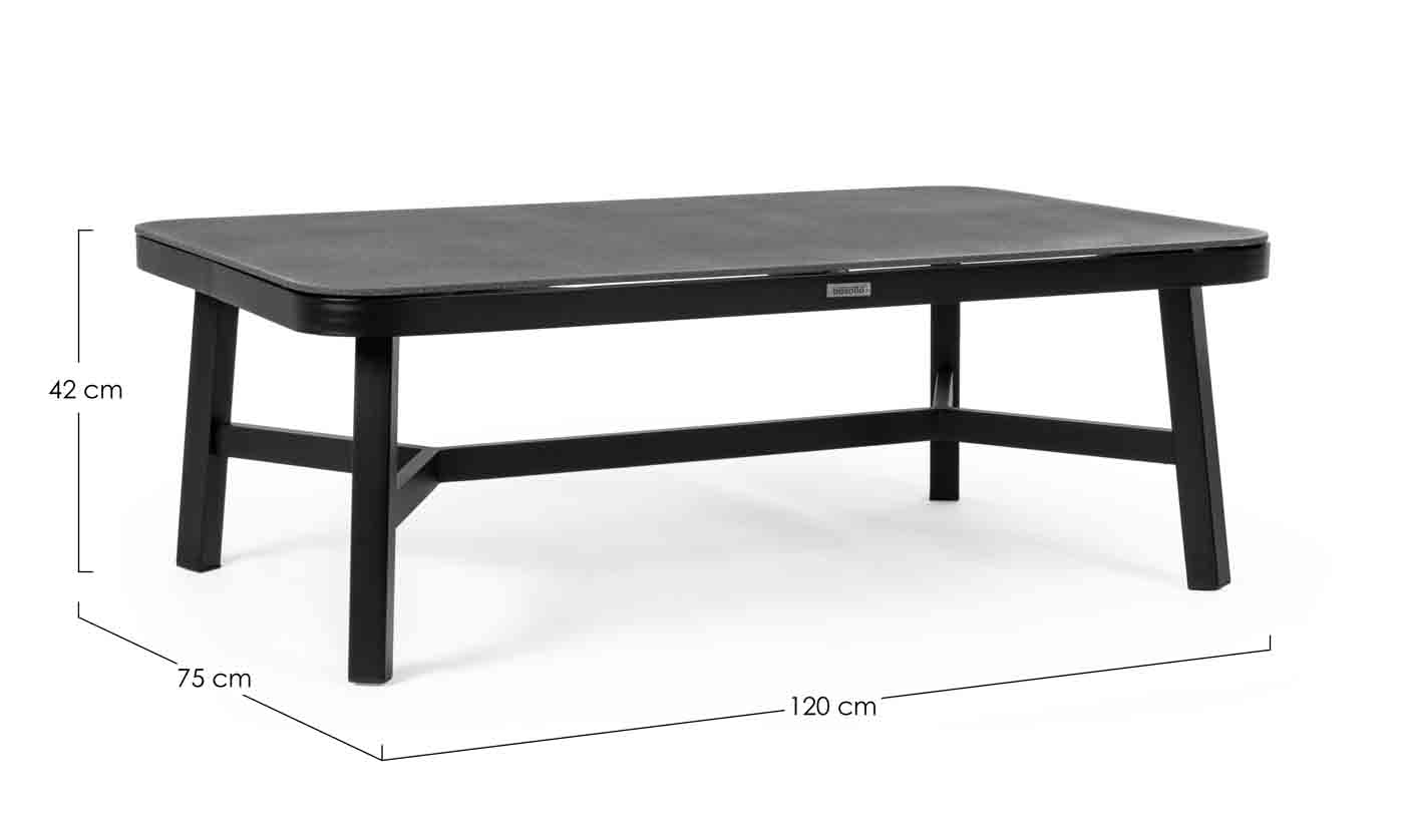 Couchtisch Makatea aus Aluminium und Glas, Schwarz