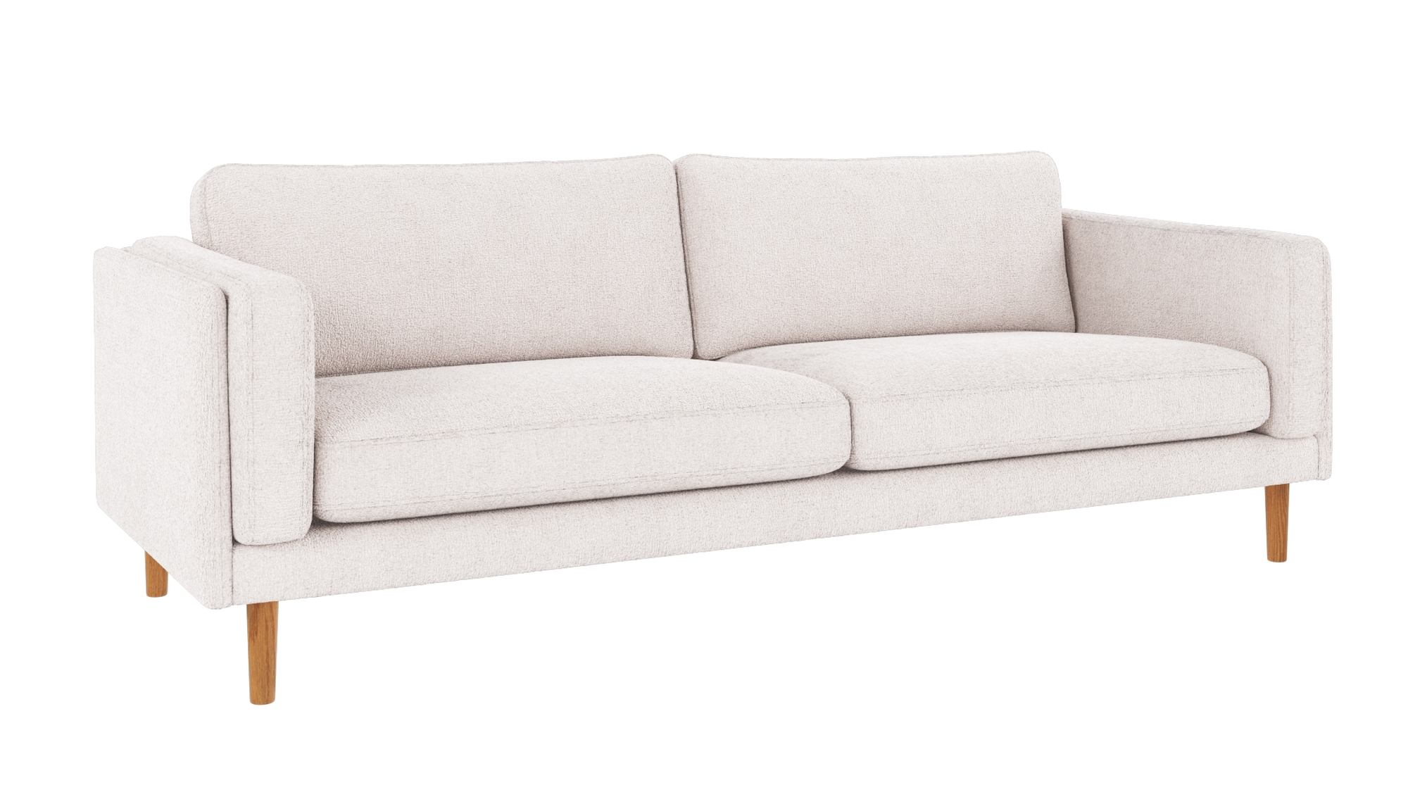 Sofa Braden 3-Sitzer, Beine Eiche, Bezug Greg Weiß