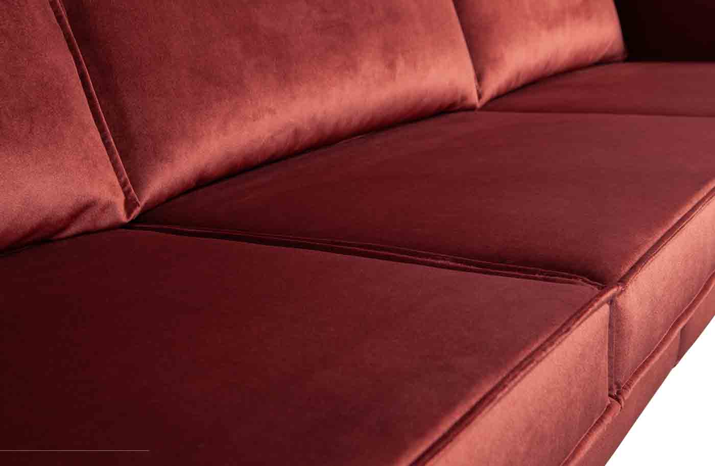 Rodeo Sofa 3-Sitzer Samt, Rot