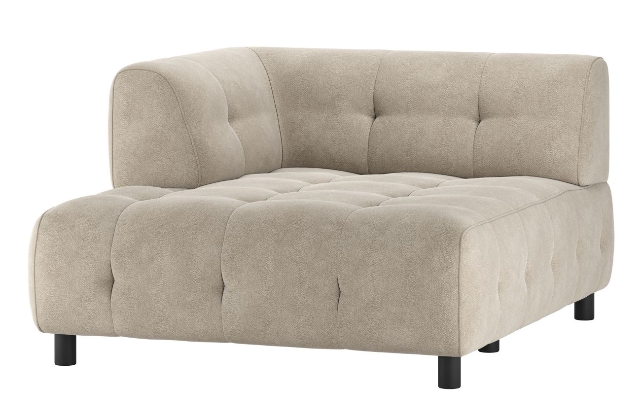 Modulsofa Louis Chaiselongue aus gewebten Stoff Links, Creme