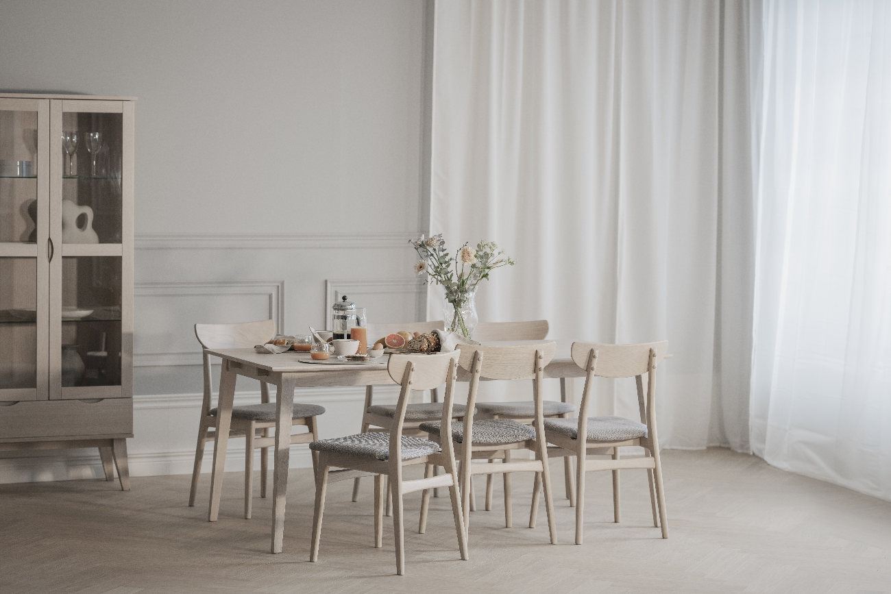 Esstisch Filippa Rechteckig 180x90cm, Eiche Weiß pigmentiert