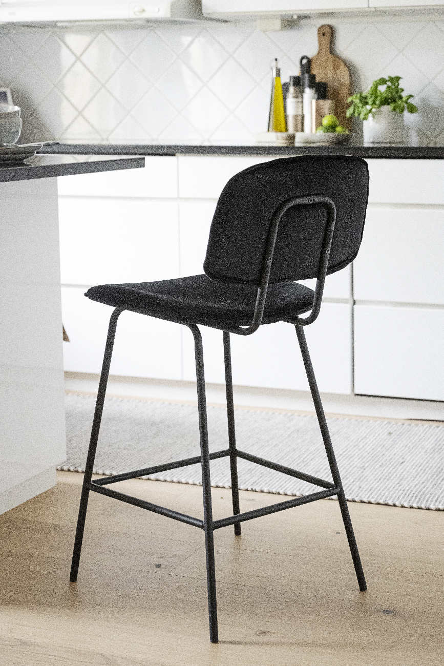 Barhocker Bryan, Samt Schwarz