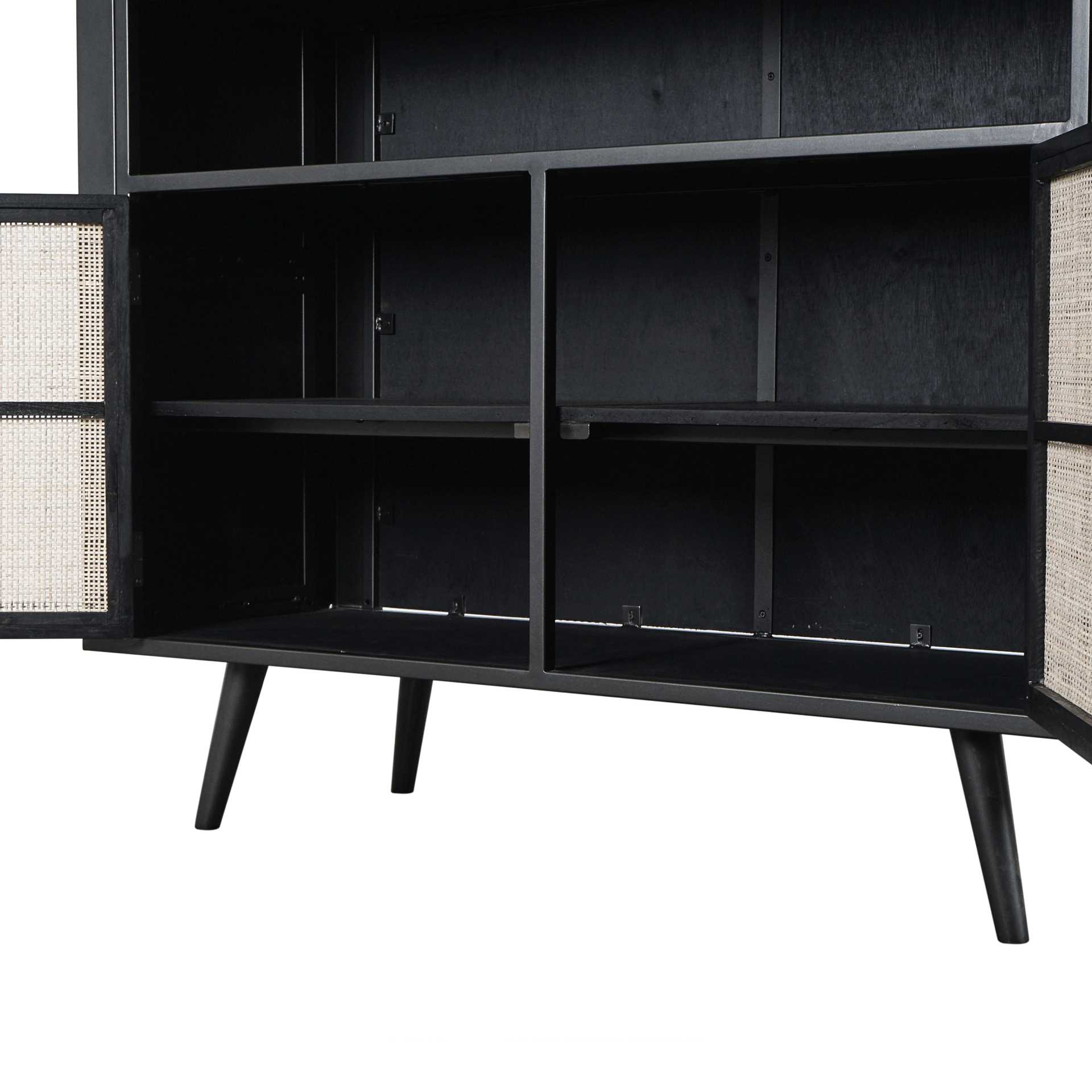 Highboard Nordic Mindi Rattan mit 4 Türen, 130 cm