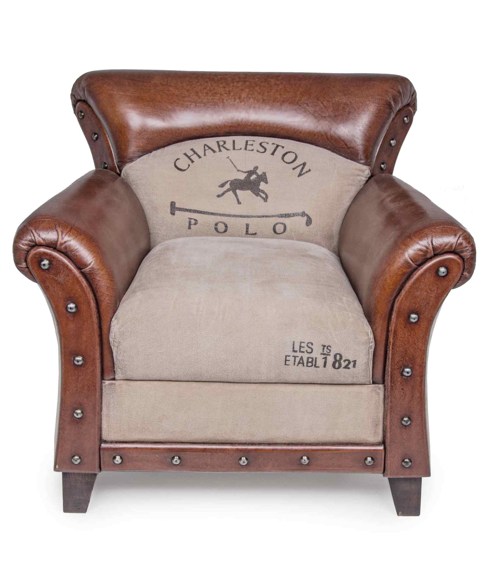 Sessel Charleston aus Leder, Cognac