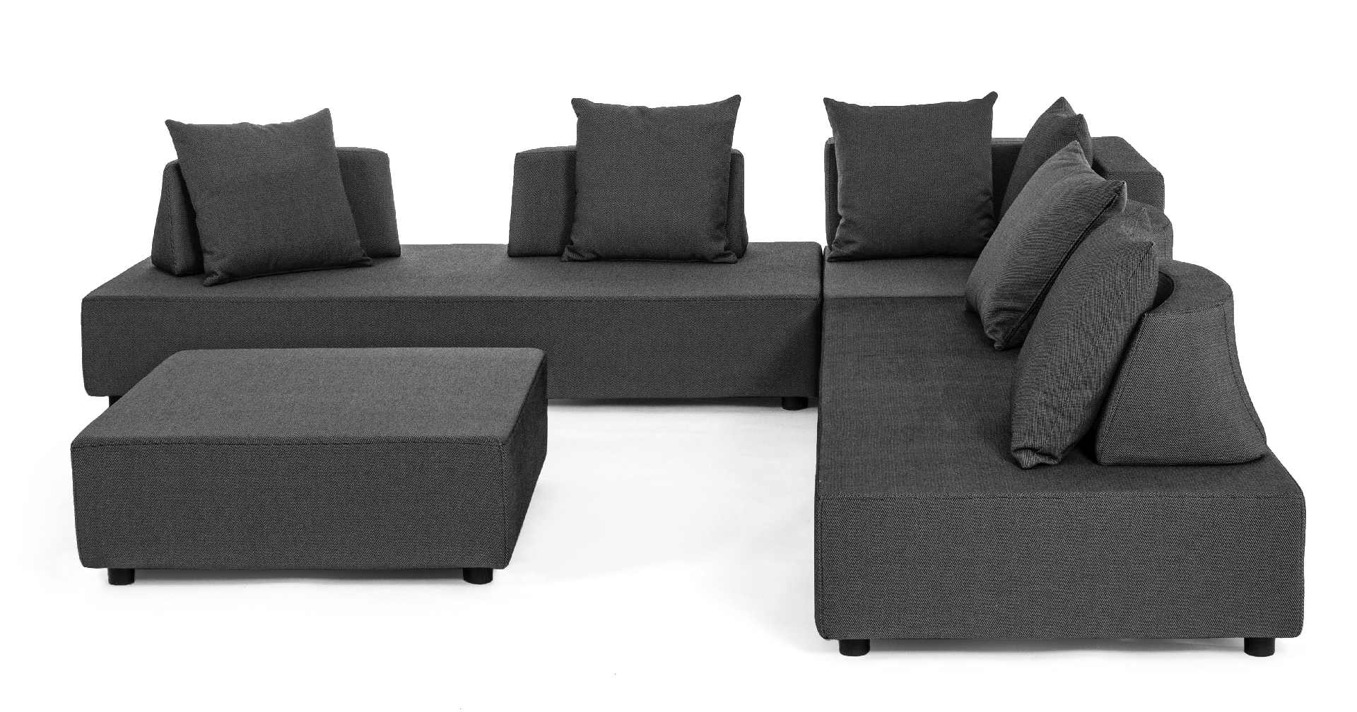 Gartenlounge Sofa Piper mit Kissen und verstellbarer Rückenlehne, Anthrazit