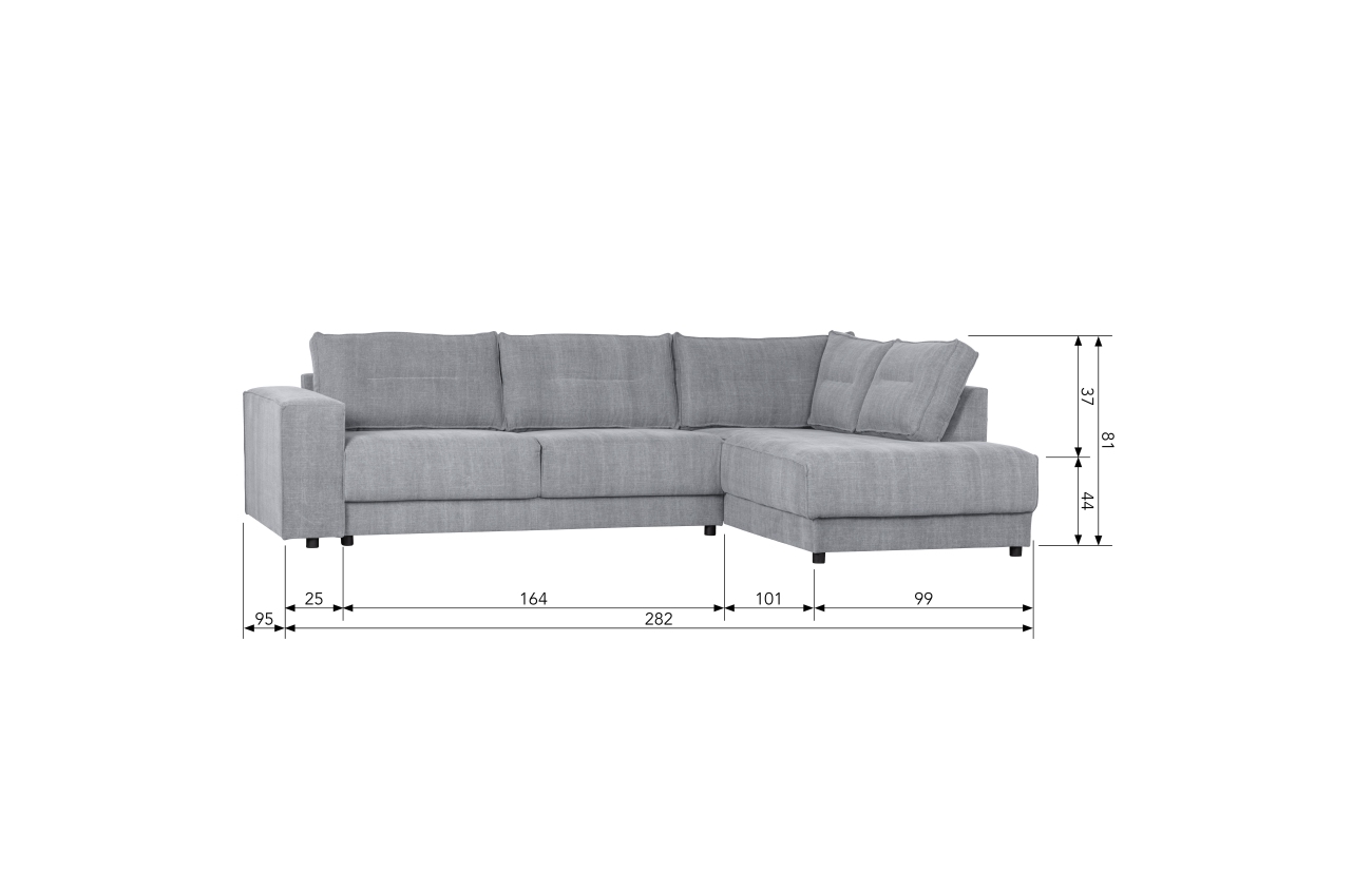 Ecksofa Randy aus Leinenstoff Rechts, Hellgrau