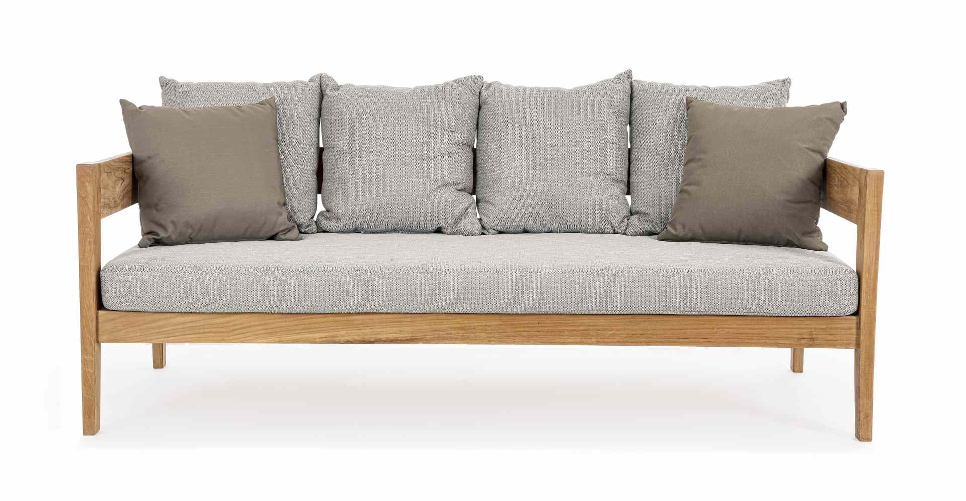 Gartensofa Kobo aus Teakholz, Hellgrau