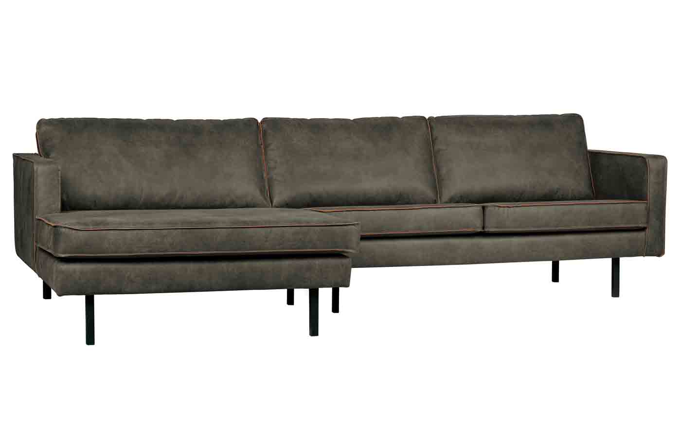 Ecksofa Rodeo Chaiselongue Lederoptik, links Army