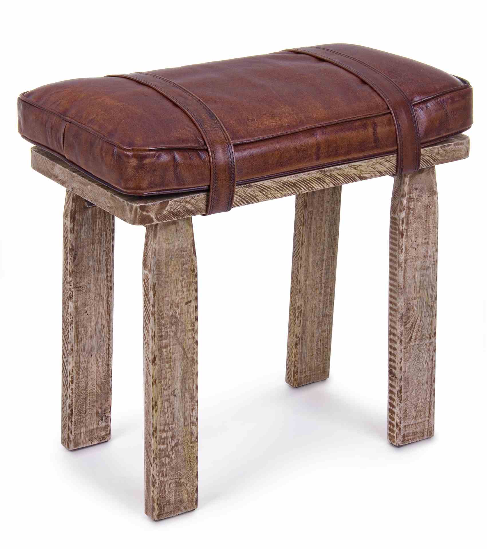 Hocker Charleston aus Büffel-Leder, 53 cm