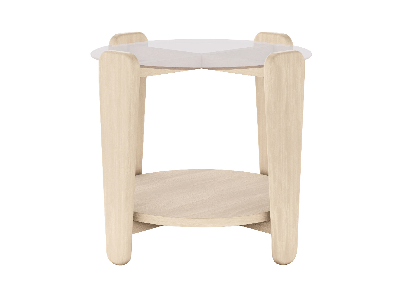 Couchtisch Arran, Eiche Weiß pigmentiert mit Glasplatte, 52cm