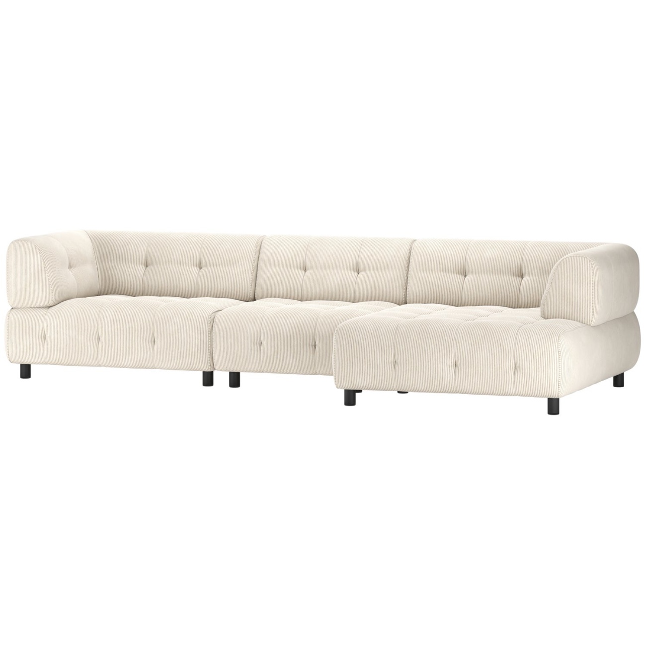 Chaiselongue Louis mit Cordbezug Rechts, Powder