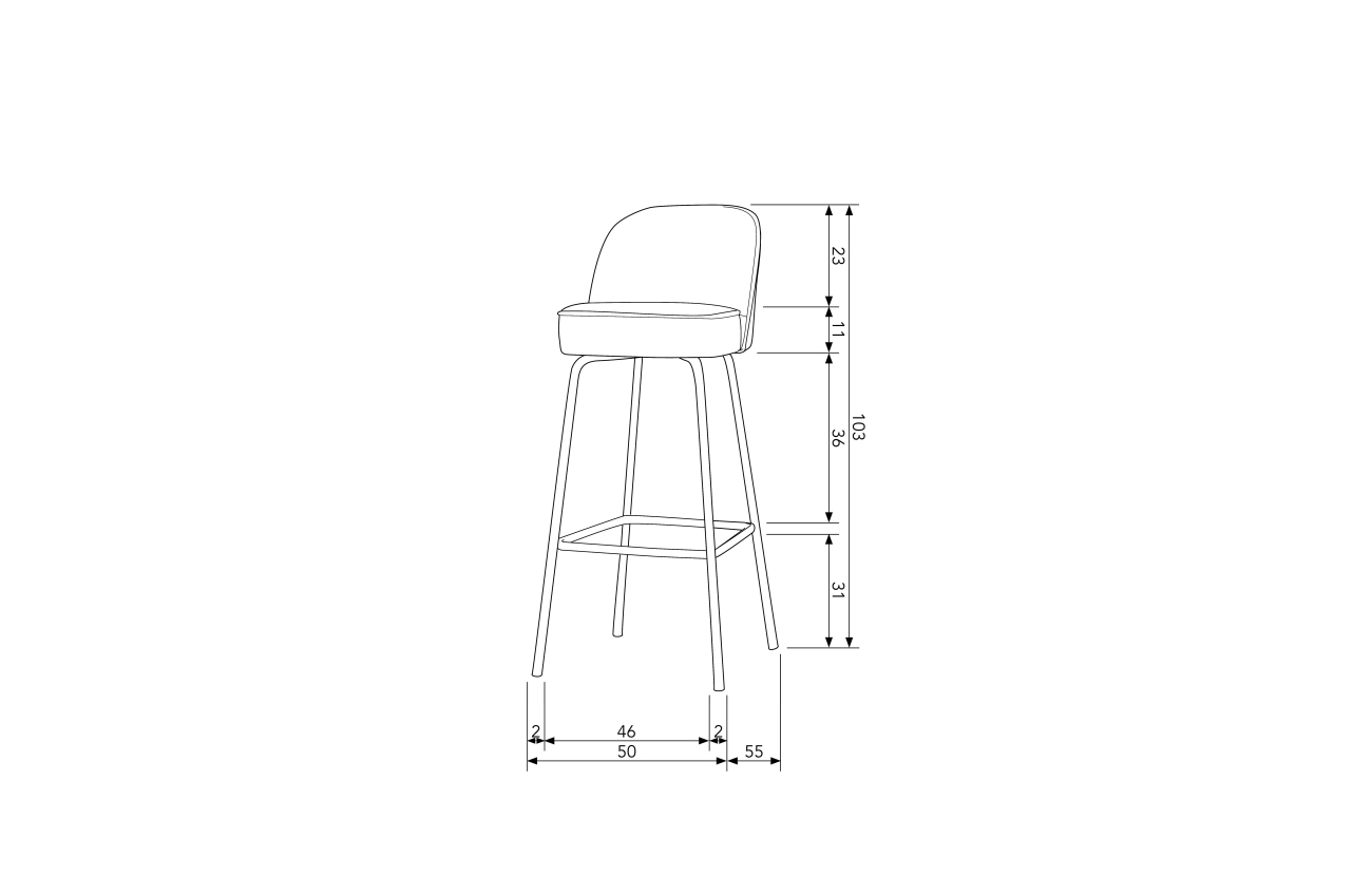 Barhocker Vogue aus Struktursamt 80 cm, Mountain