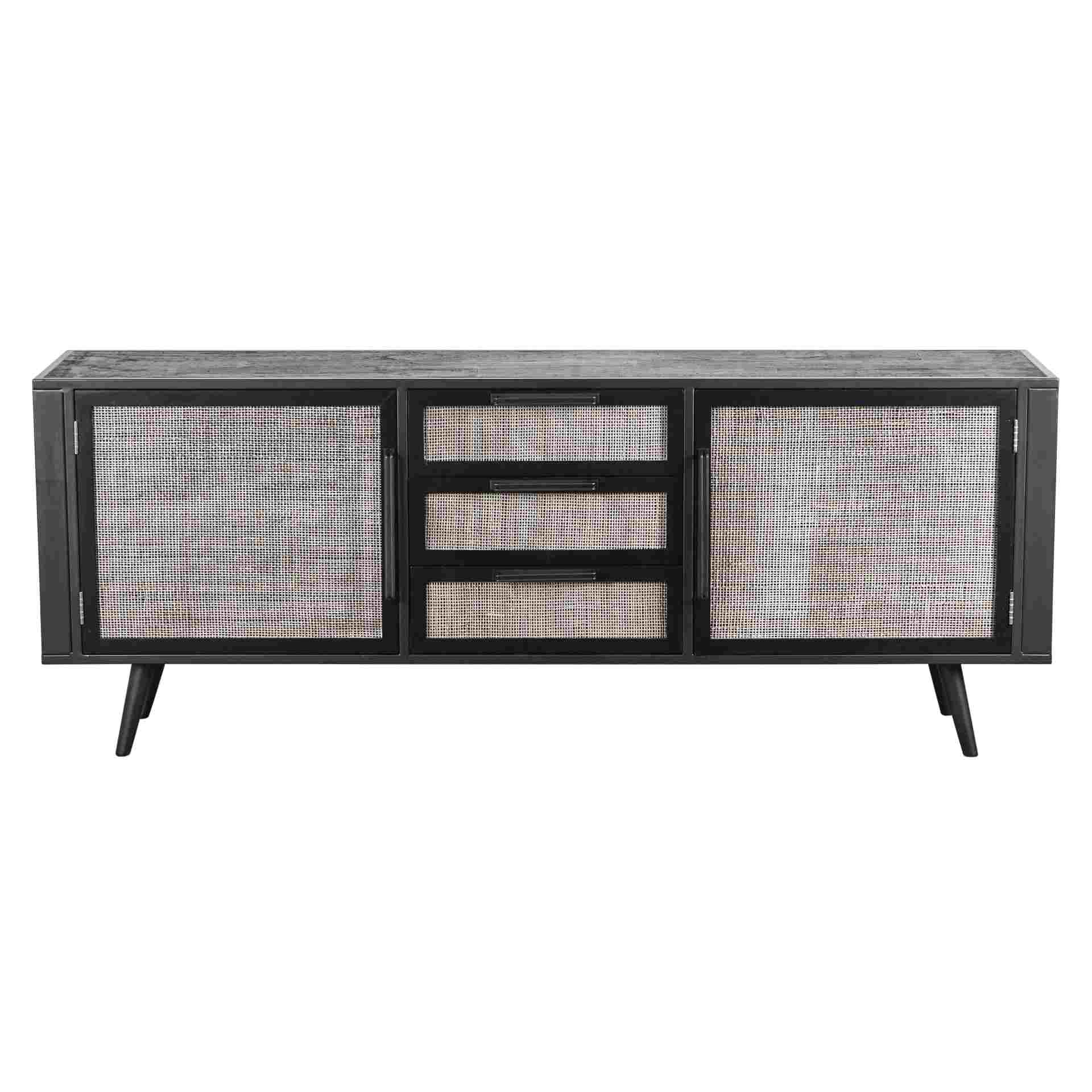 Sideboard Nordic Mindi Rattan mit Türen und Schubladen, 200 cm