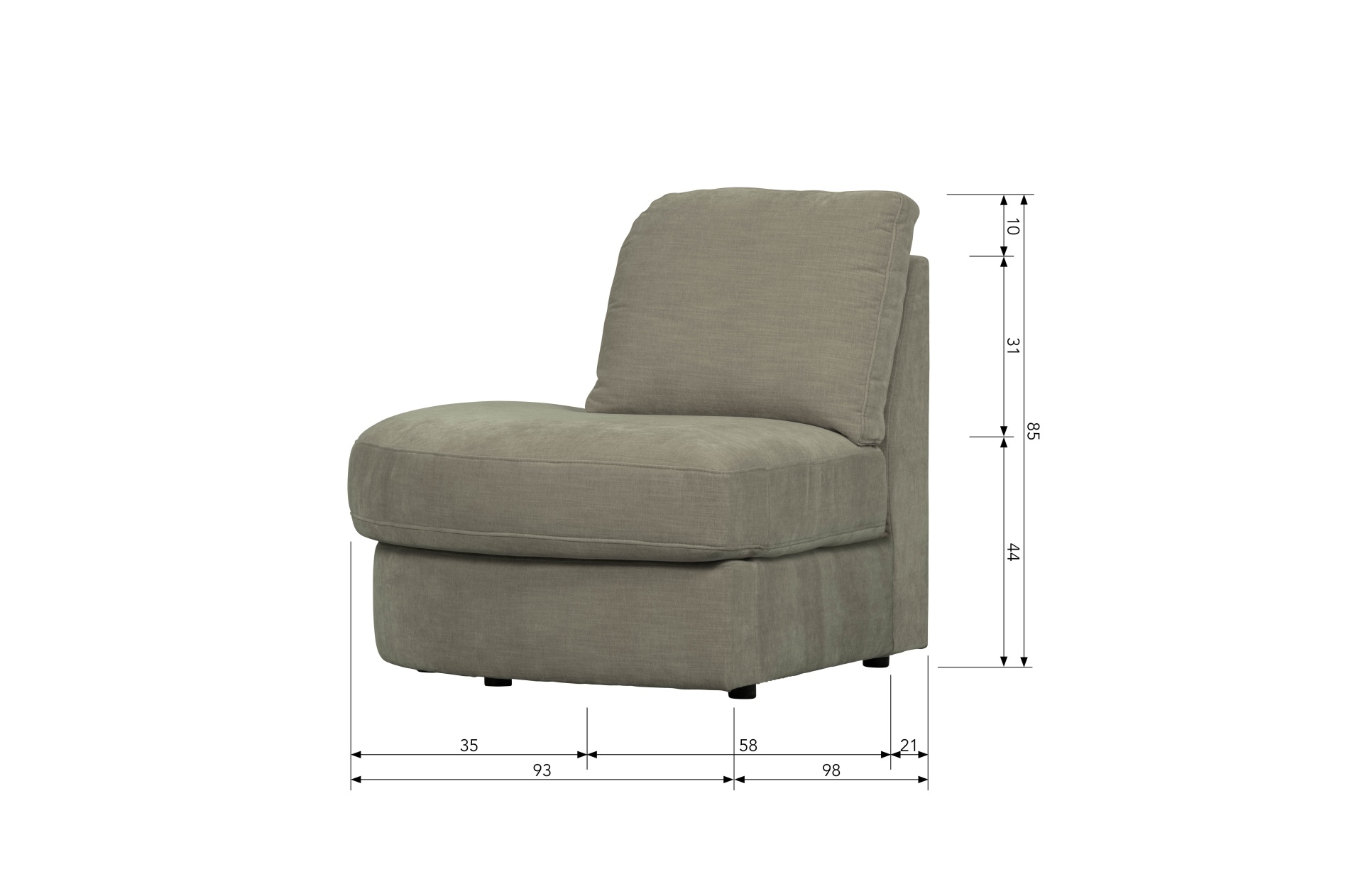 Modulsofa Family 1-Seat Eck-Element Rund Links, Grau