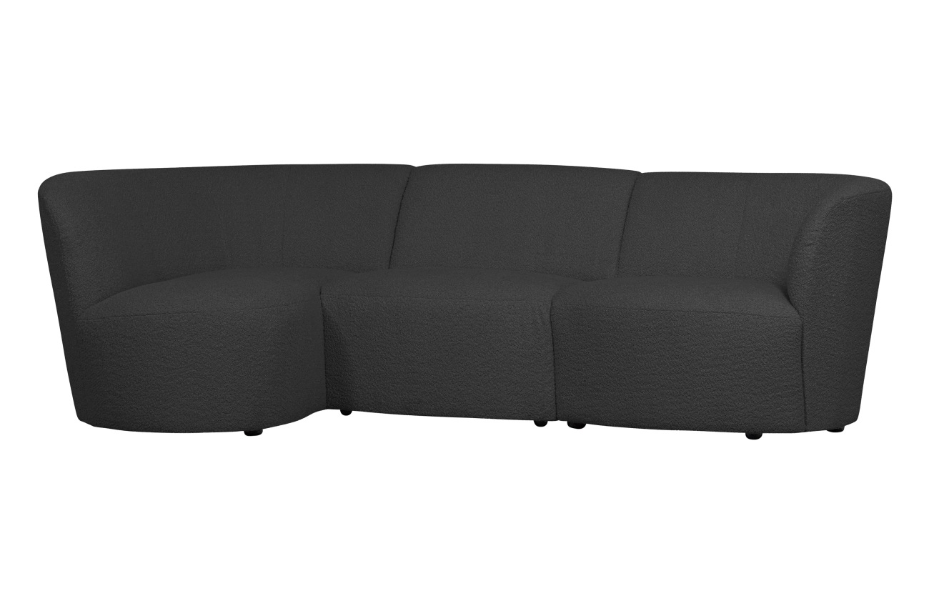 Ecksofa Coco aus Boucle-Stoff Links, Dunkelgrau