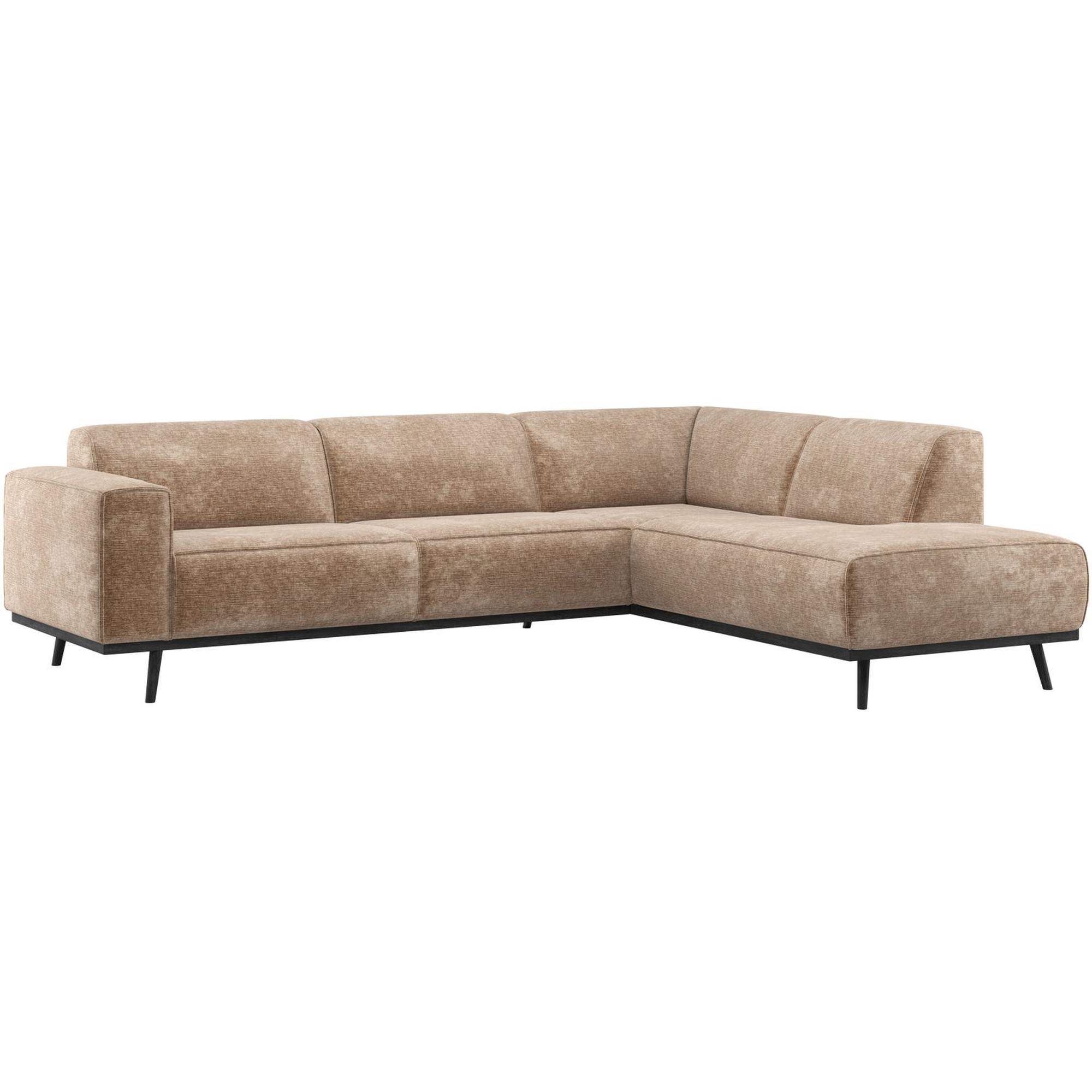 Ecksofa Statement Rechts - Chenille-Samt, Taupe
