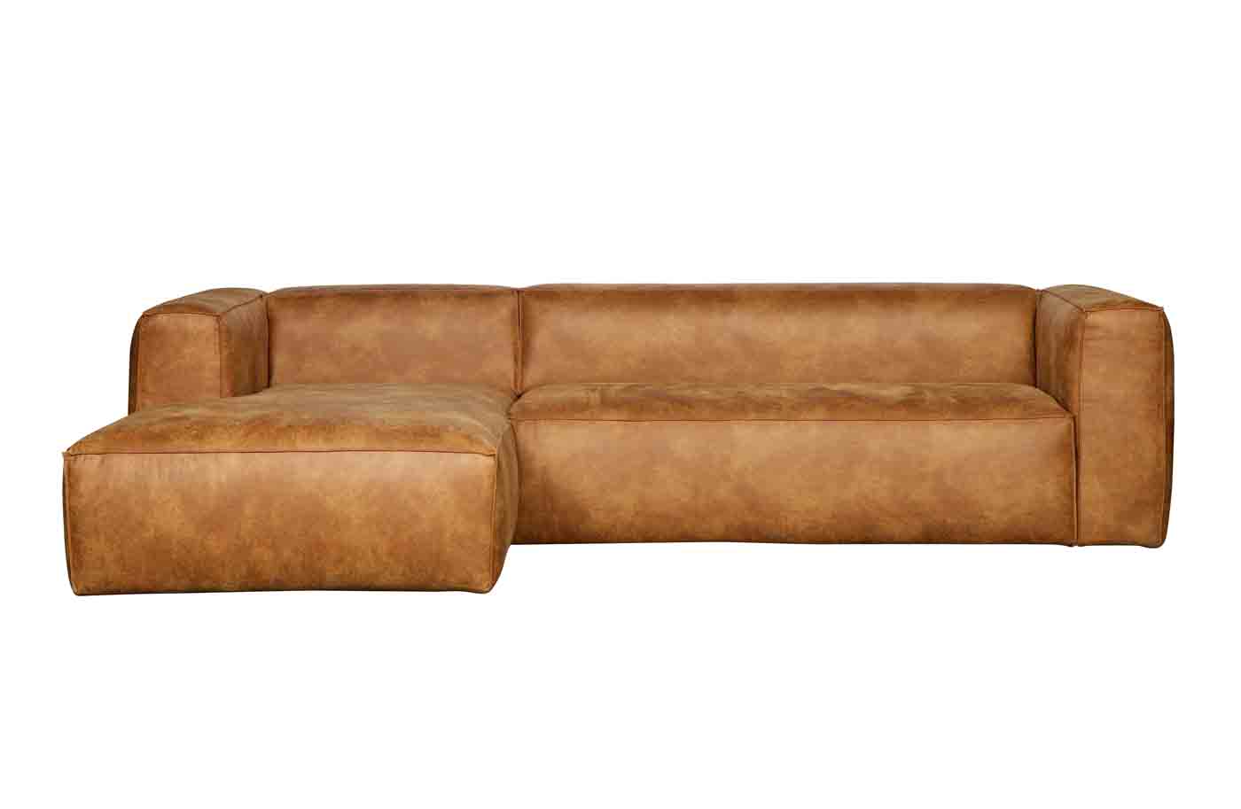 Ecksofa Bean Lederoptik, links Cognac