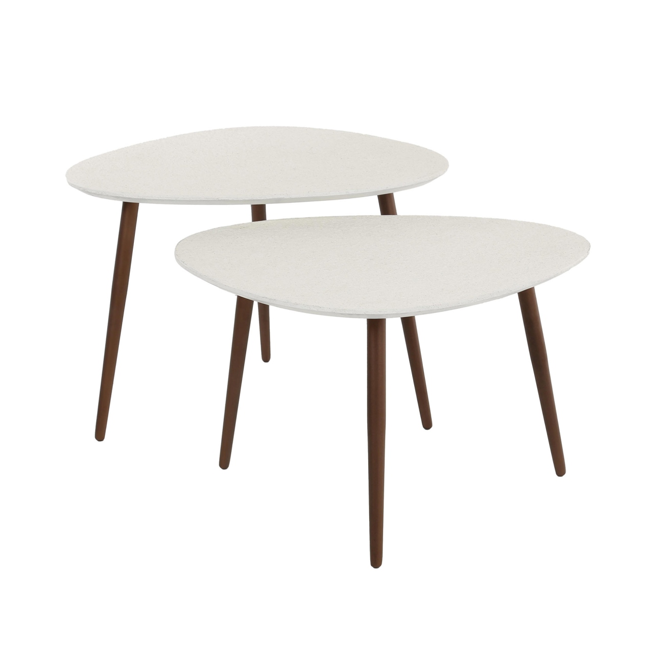 2er-Set Couchtisch Marbre - cremeweißer Marmor-Komposit, Organisch