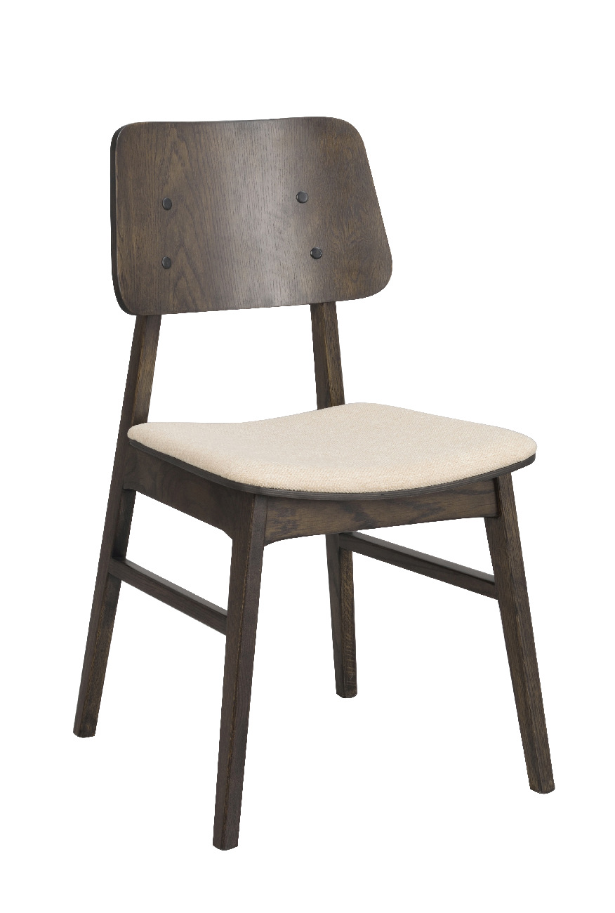 Stuhl Nagano 2er Set, Eiche Braun / Beige