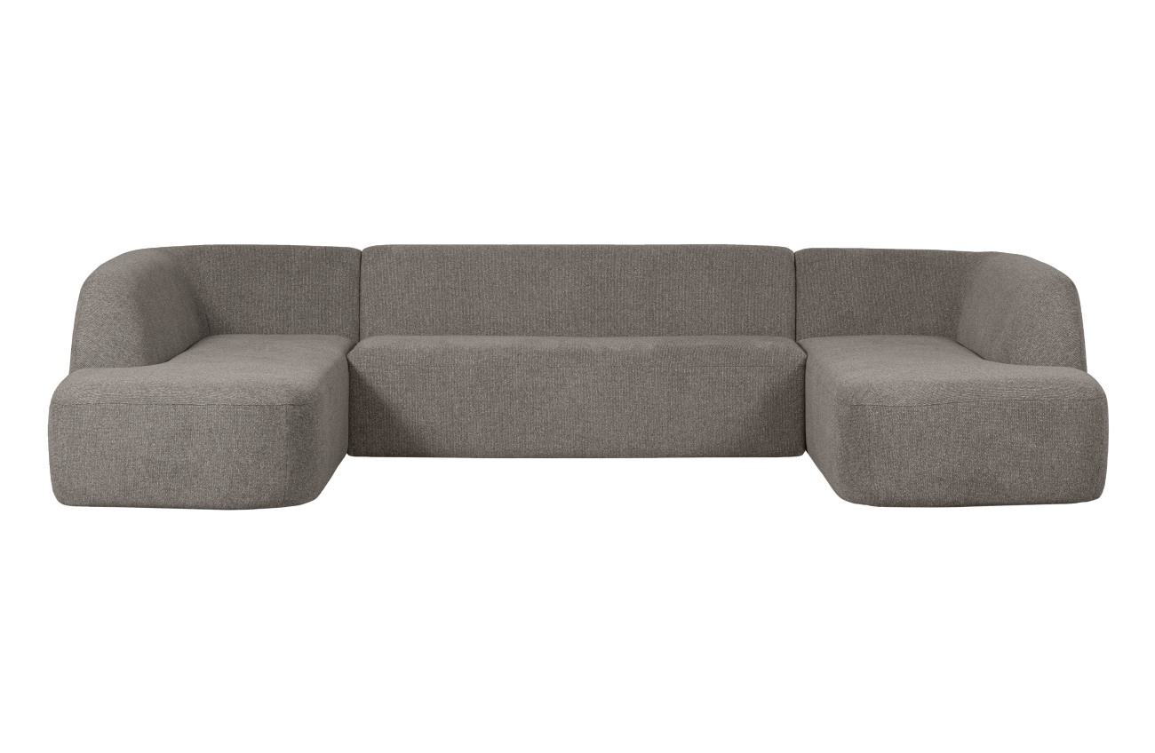 Sofa Sloping U-Form aus Melange-Stoff, Grau