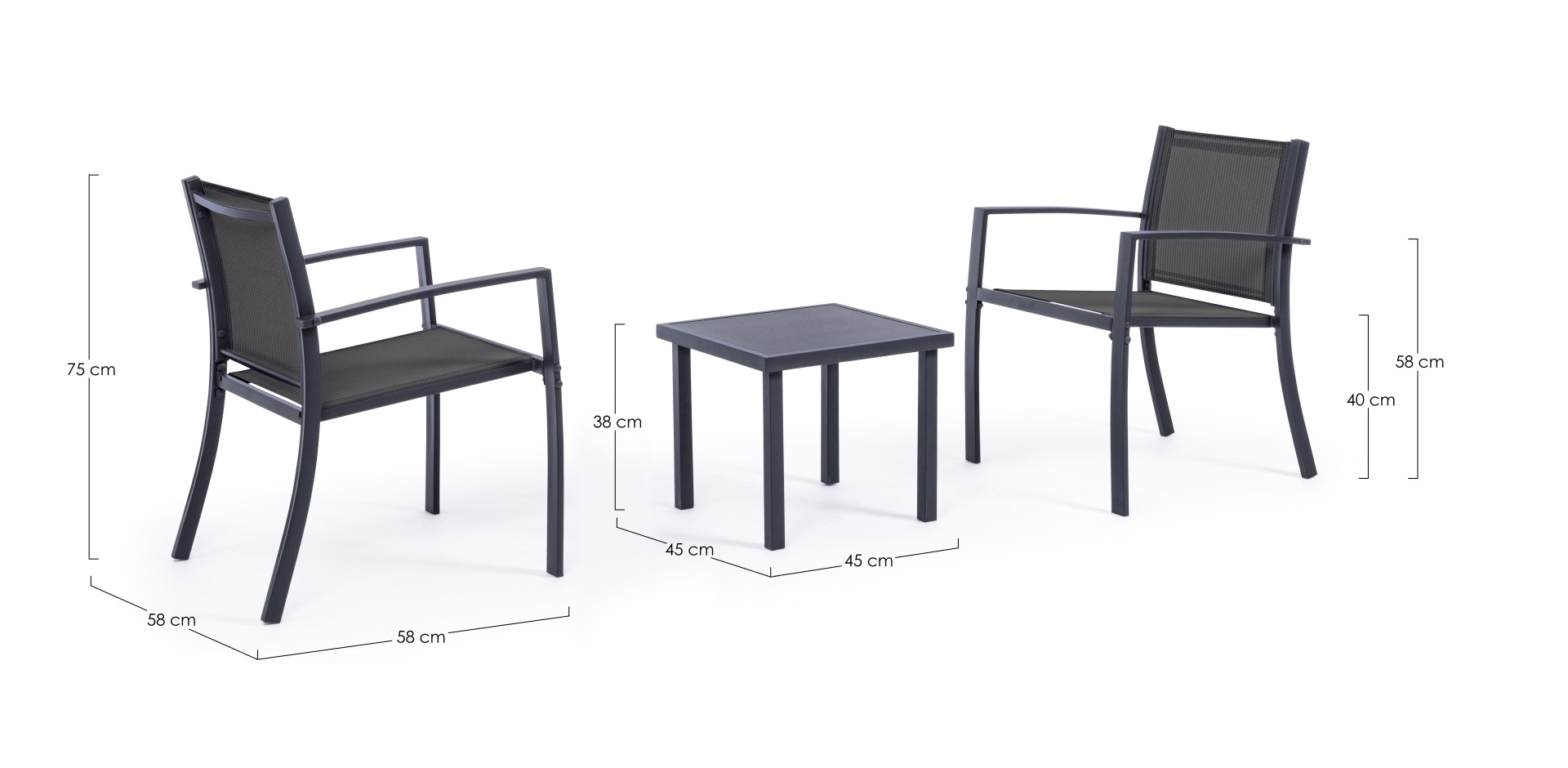 Gartenlounge Auri 3er-Set, Anthrazit