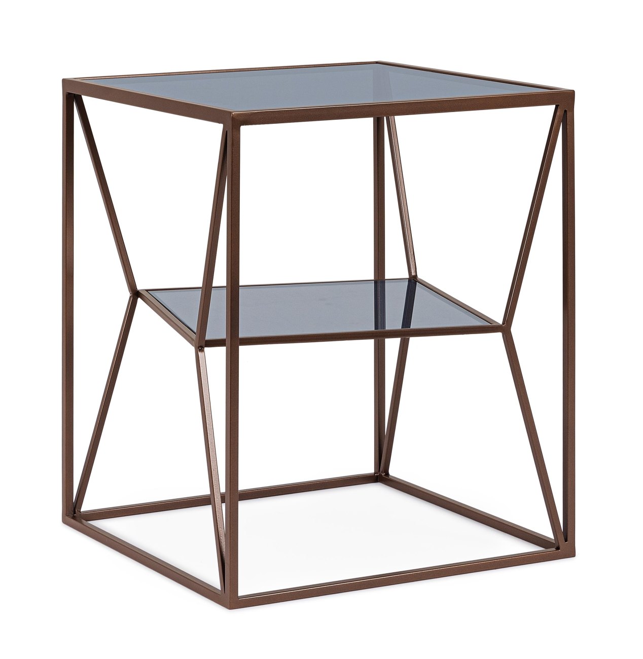 Couchtisch Hydra aus Metall Braun, 40x40 cm