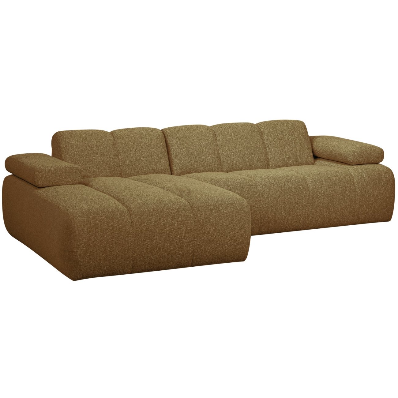 Chaiselongue Mojo aus Boucle-Stoff Links, Gelb/Braun