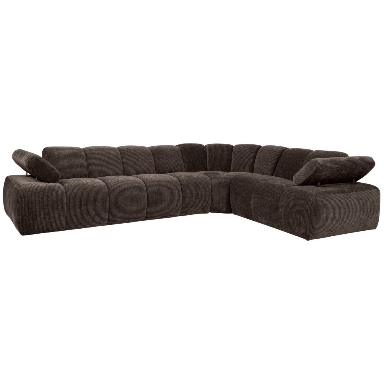 Ecksofa Mojo aus Flachcord Rechts, Braun