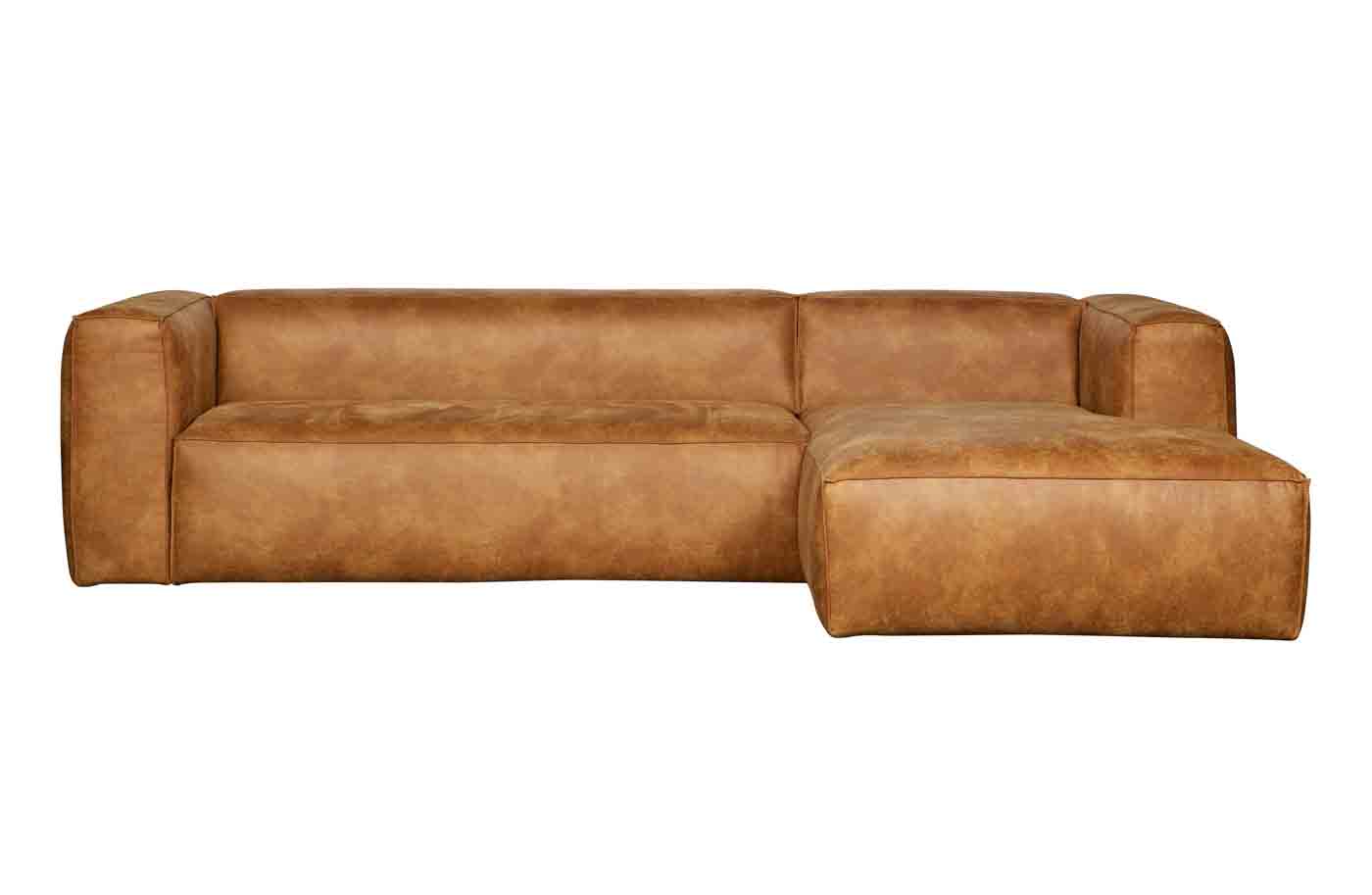 Ecksofa Bean Lederoptik, rechts Cognac