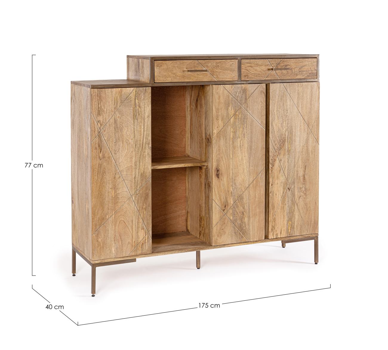 Highboard Jaidev aus Mangoholz, 145 cm